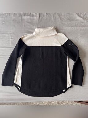 Talbots Black and Cream Colorblock Turtleneck Sweater